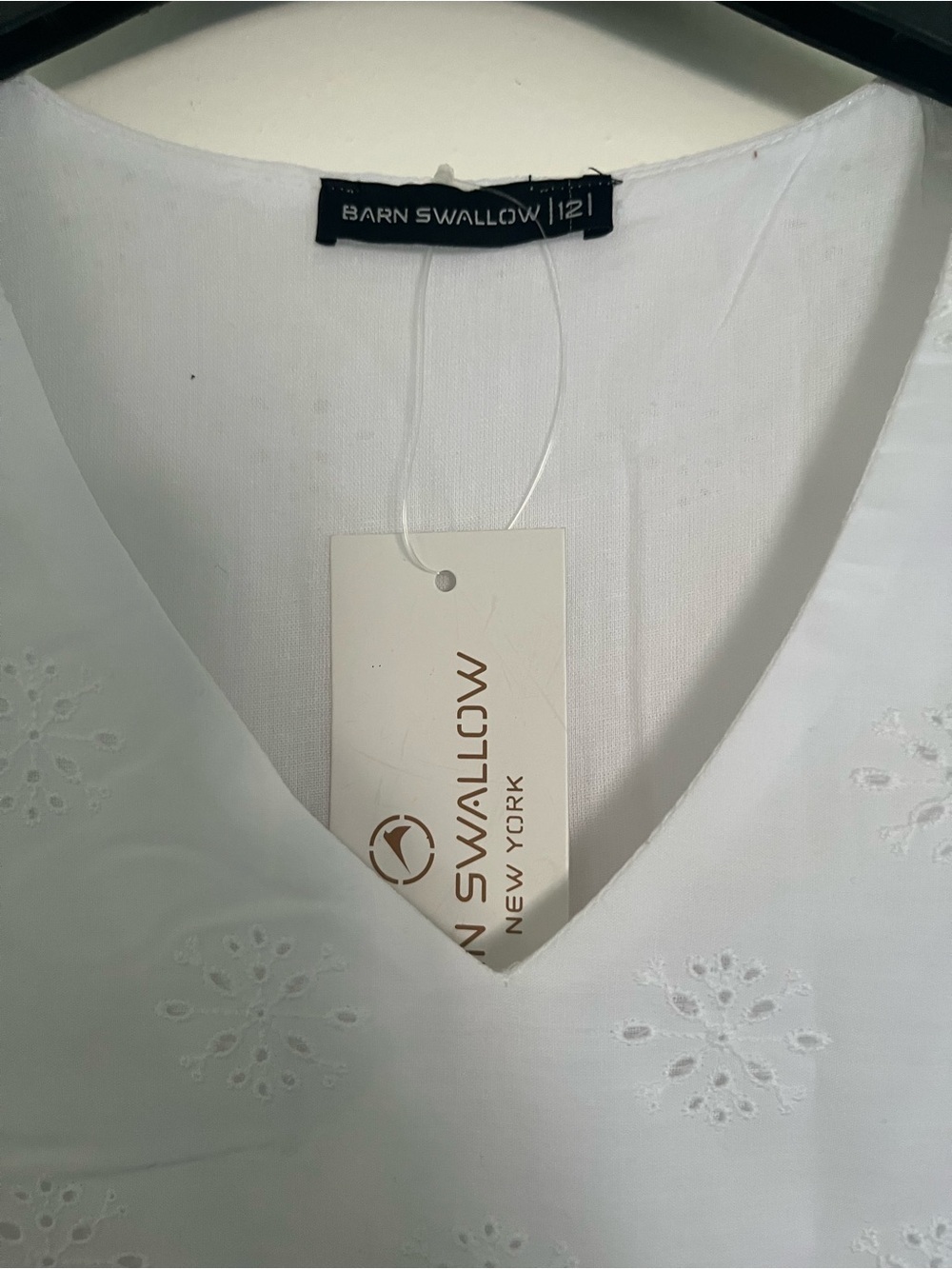 Tiered Eyelet V-Neck Tunic Dress in White - Picture 4 of 6